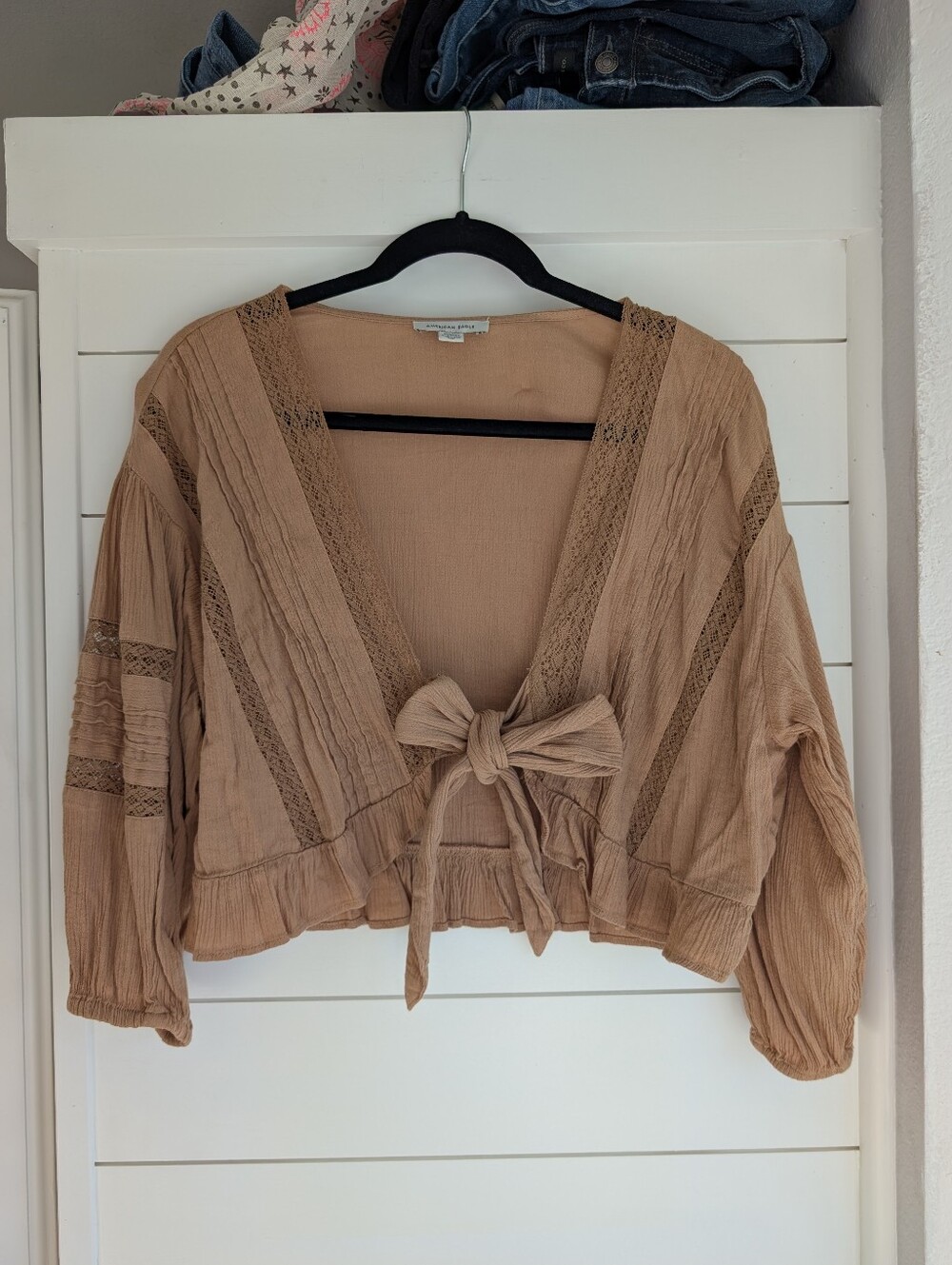 American Eagle Dusty Orange Tie In Front Top